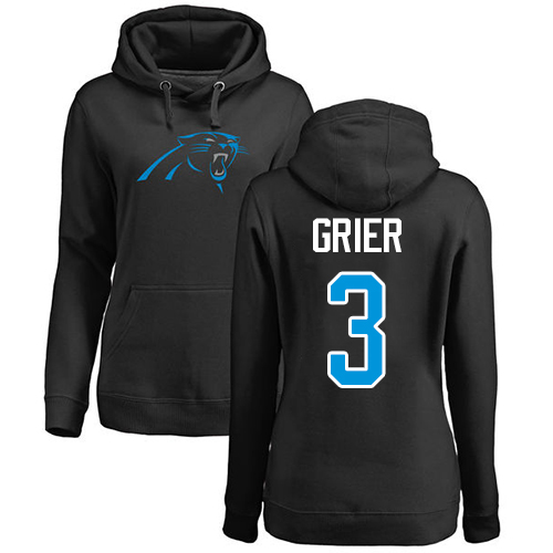 Carolina Panthers Black Women Will Grier Name and Number Logo NFL Football #3 Pullover Hoodie Sweatshirts->nfl t-shirts->Sports Accessory